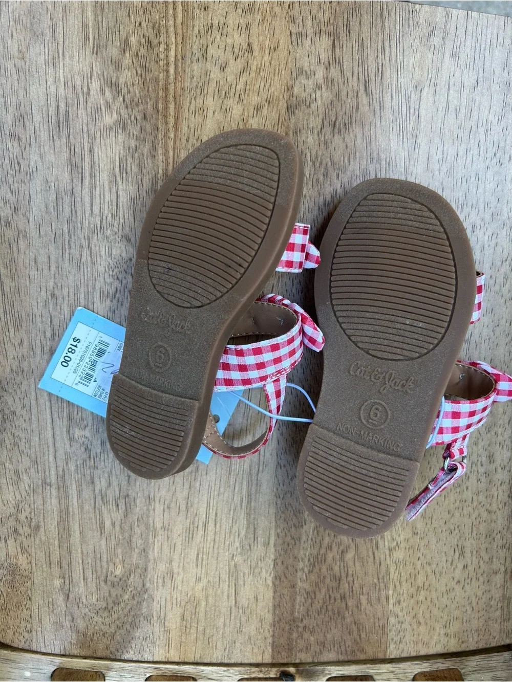 Toddler Girls Red Gingham Knot Strap Sandals